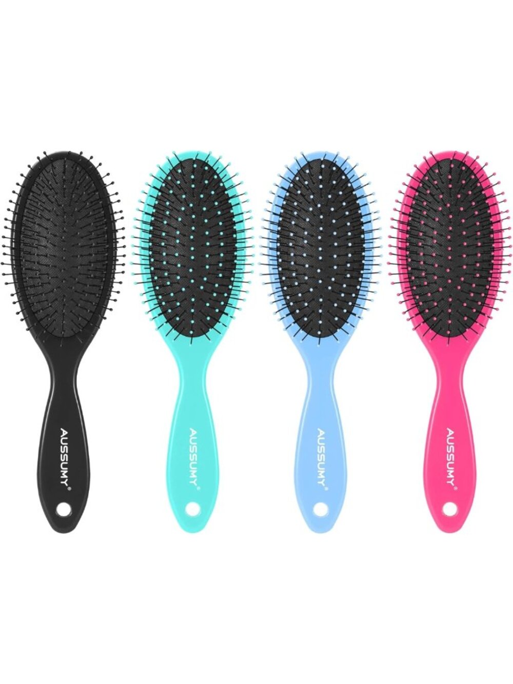 4 Pack Detangling Hair Brushes - Soft Bristles for Effortless Tangle Removal